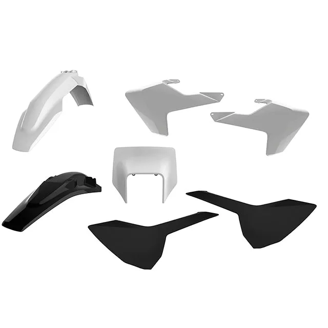 Kit de plásticos TE125/250/300 FE250/350/450 con careta 17-19 Polisport - negro-blanco