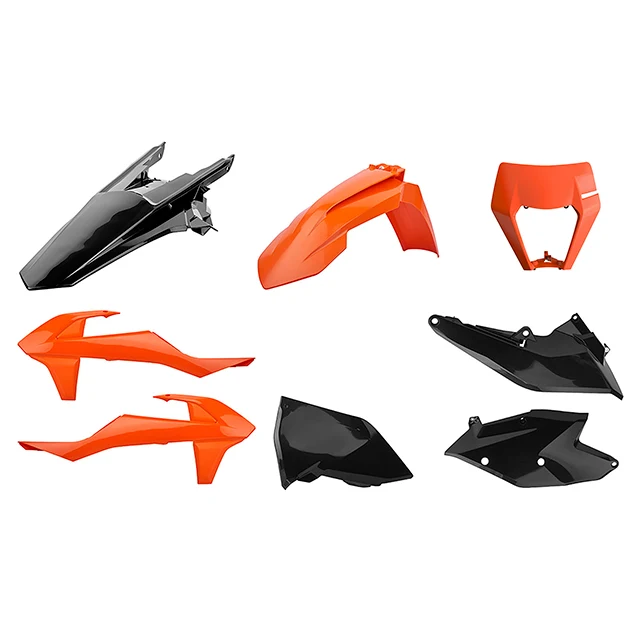 Kit de plásticos con mascara careta KTM EXC/EXC-F 17-19 Polisport - negro-naranja