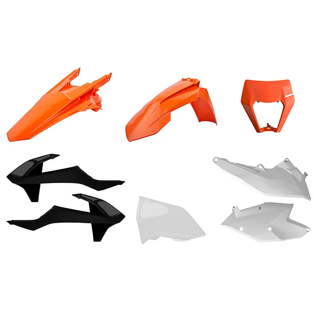 Kit de plásticos con careta KTM EXC/EXC-F 17-19 Polisport - OEM Naranja-blanco-negro