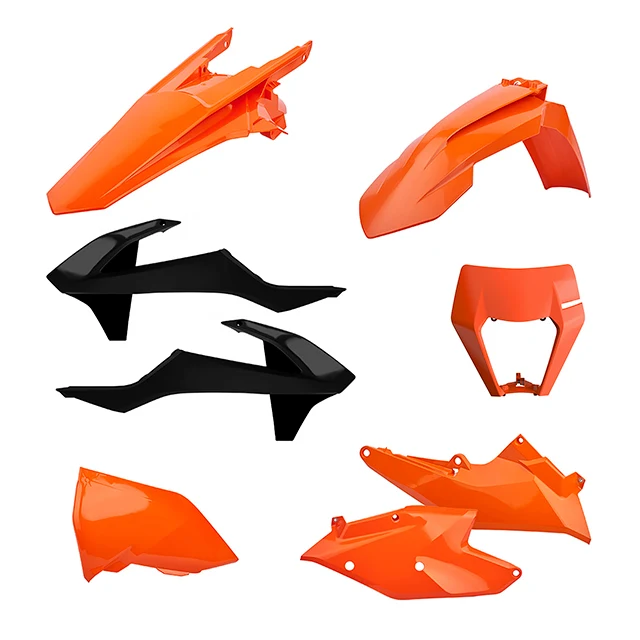 Kit de plásticos con careta KTM EXC/EXC-F 17-19 Polisport - OEM Naranja-negro
