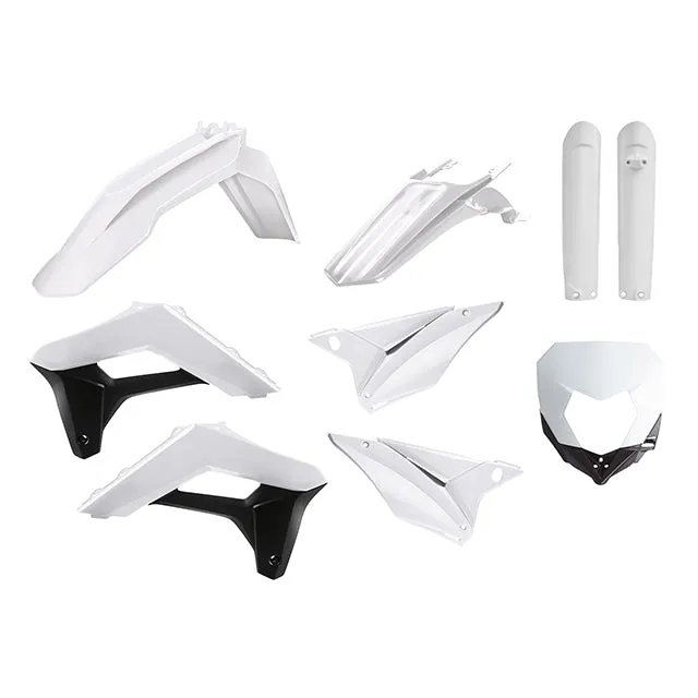 Kit de plásticos Sherco SE-R/SEF-R con protectores de horquilla y careta 17-22 Polisport - blanco