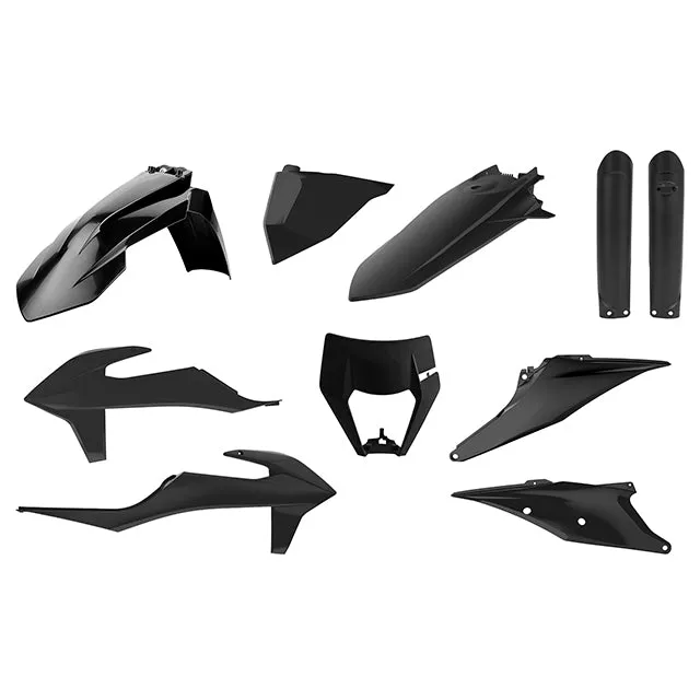 Kit de plásticos KTM EXC/EXC-F con protectores horquilla 20-22 Polisport - negro
