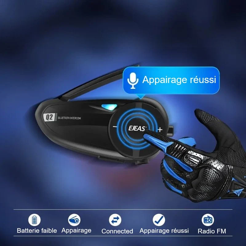 Intercom moto commande guidon