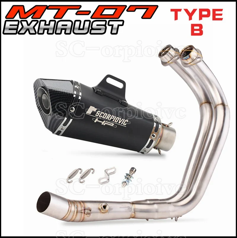 MT-07 FZ-07 Full Motorcycle Exhaust System Escape Moto Slip on For Yamaha MT07 FZ07 2014-2021 MT 07 TRACER 700 Xsr700 2016-2019