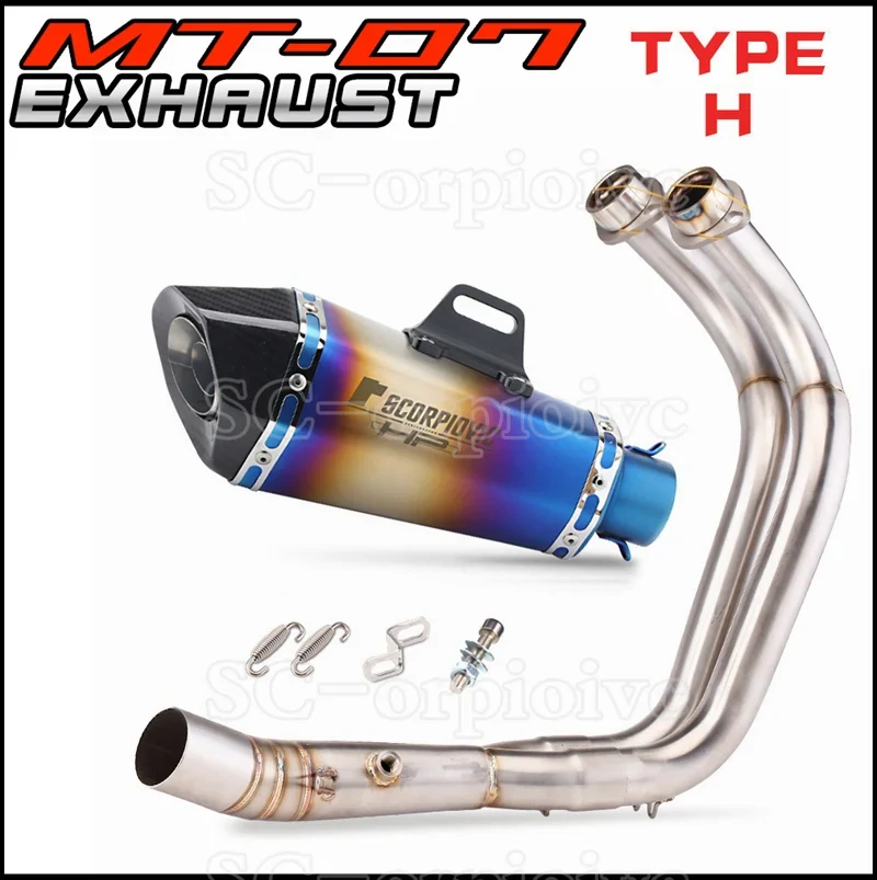 MT-07 FZ-07 Full Motorcycle Exhaust System Escape Moto Slip on For Yamaha MT07 FZ07 2014-2021 MT 07 TRACER 700 Xsr700 2016-2019