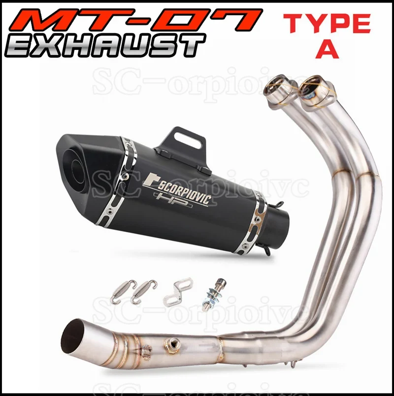 MT-07 FZ-07 Full Motorcycle Exhaust System Escape Moto Slip on For Yamaha MT07 FZ07 2014-2021 MT 07 TRACER 700 Xsr700 2016-2019