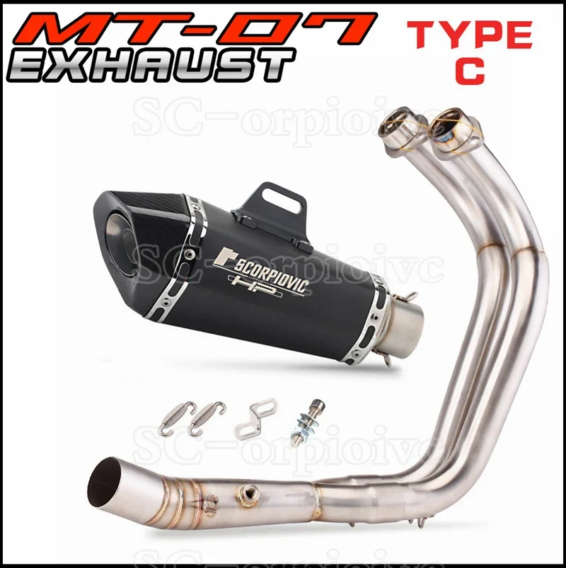MT-07 FZ-07 Full Motorcycle Exhaust System Escape Moto Slip on For Yamaha MT07 FZ07 2014-2021 MT 07 TRACER 700 Xsr700 2016-2019