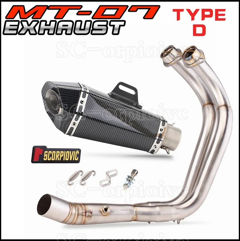 MT-07 FZ-07 Full Motorcycle Exhaust System Escape Moto Slip on For Yamaha MT07 FZ07 2014-2021 MT 07 TRACER 700 Xsr700 2016-2019