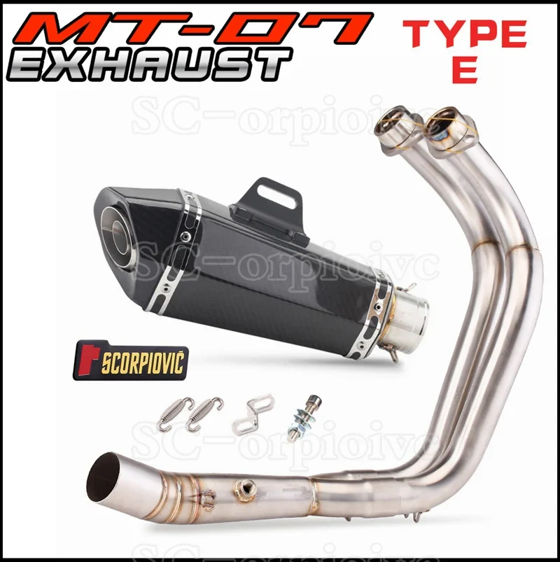 MT-07 FZ-07 Full Motorcycle Exhaust System Escape Moto Slip on For Yamaha MT07 FZ07 2014-2021 MT 07 TRACER 700 Xsr700 2016-2019