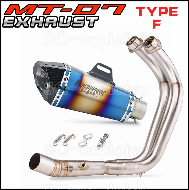 MT-07 FZ-07 Full Motorcycle Exhaust System Escape Moto Slip on For Yamaha MT07 FZ07 2014-2021 MT 07 TRACER 700 Xsr700 2016-2019