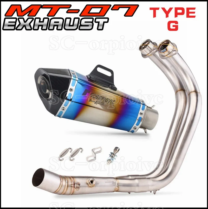 MT-07 FZ-07 Full Motorcycle Exhaust System Escape Moto Slip on For Yamaha MT07 FZ07 2014-2021 MT 07 TRACER 700 Xsr700 2016-2019