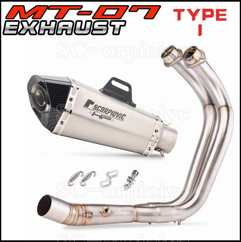 MT-07 FZ-07 Full Motorcycle Exhaust System Escape Moto Slip on For Yamaha MT07 FZ07 2014-2021 MT 07 TRACER 700 Xsr700 2016-2019
