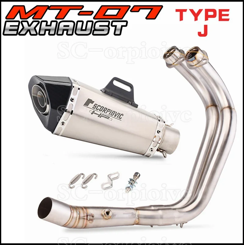 MT-07 FZ-07 Full Motorcycle Exhaust System Escape Moto Slip on For Yamaha MT07 FZ07 2014-2021 MT 07 TRACER 700 Xsr700 2016-2019