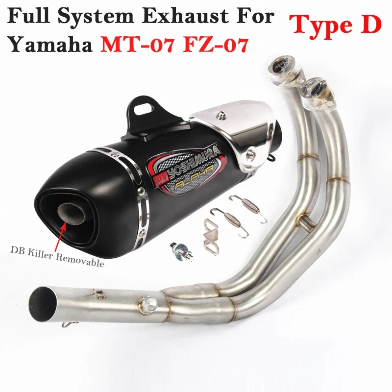 Full System Motorcycle Yoshimura Exhaust Escape DB Killer For Yamaha MT-07 FZ-07 Modify Slip-on Front Link Pipe Carbon Muffler