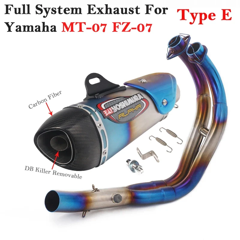 Full System Motorcycle Yoshimura Exhaust Escape DB Killer For Yamaha MT-07 FZ-07 Modify Slip-on Front Link Pipe Carbon Muffler