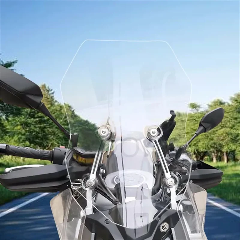 54cm/59cm/64CM Height Motorcycle Accessories Windshield Hd Transparent Heighten for Cfmoto 650mt Cf650-3 Grey/Transparent