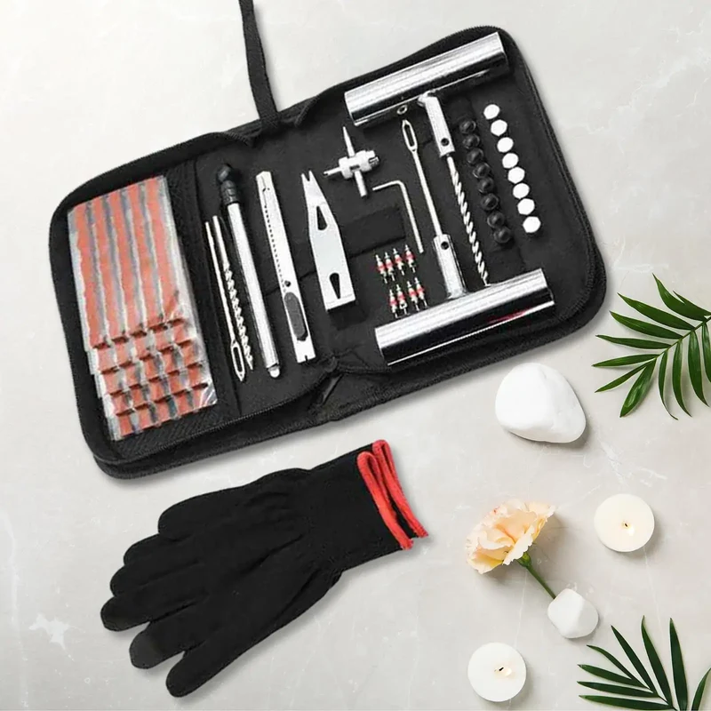 Car Tyre Repair Set Universal Flat Tire Puncture Patch Tool Set with Plugs for Cars Trailers