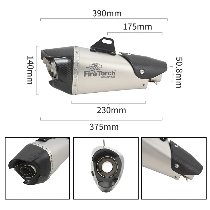 51mm Universal Motorcycle Exhaust Escape System Modified Carbon Fiber Muffler Slip-On For MT09 CB1000R Z900 ZX6R ZX10R S1000RR