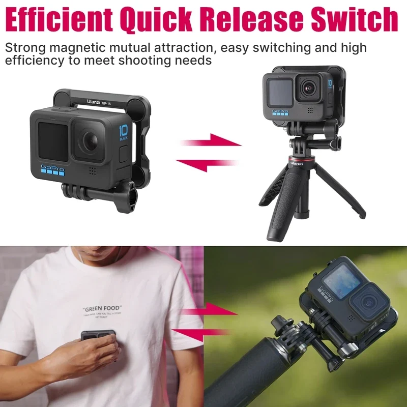 Ulanzi GP-16 Quick Release Adapter Magnetic Base Mout GoPro Accessories for GoPro Hero 12/11/10/9/8/7/6/5/4 Max DJI Osmo Action