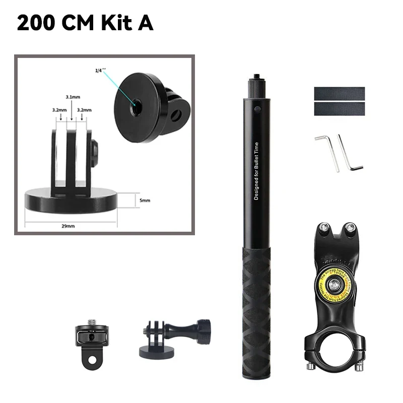 1/4 Screw For Insta360 Invisible Selfie Stick For Insta 360 X3 / ONE X2 / ONE RS / R / GO 2 For GoPro DJI ACTION Accessories
