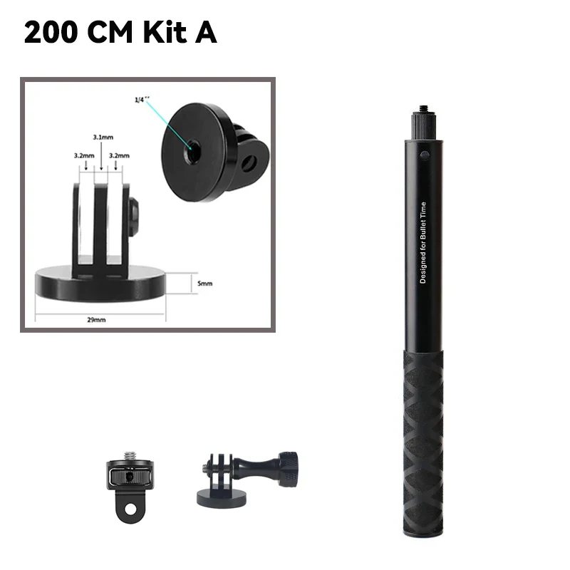1/4 Screw For Insta360 Invisible Selfie Stick For Insta 360 X3 / ONE X2 / ONE RS / R / GO 2 For GoPro DJI ACTION Accessories