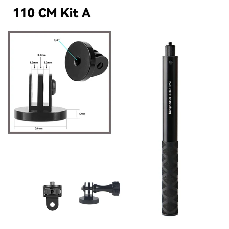 1/4 Screw For Insta360 Invisible Selfie Stick For Insta 360 X3 / ONE X2 / ONE RS / R / GO 2 For GoPro DJI ACTION Accessories