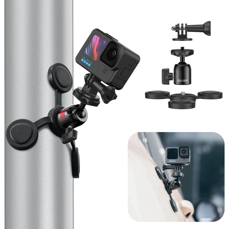 Ulanzi GO-001 Magnetic Mount for Action Cameras Smartphones Flexible Mount for Gopro Insta 360 with 1/4'' Screw Gopro Adapter