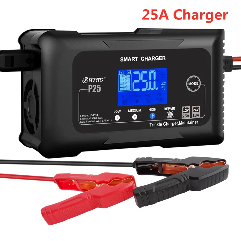 HTRC 12V/24V Car Battery Charger 35A/25A/20A Automatic Charger For Lithium LiFePO4 AGM GEL Lead-Acid Battery Charger for Car