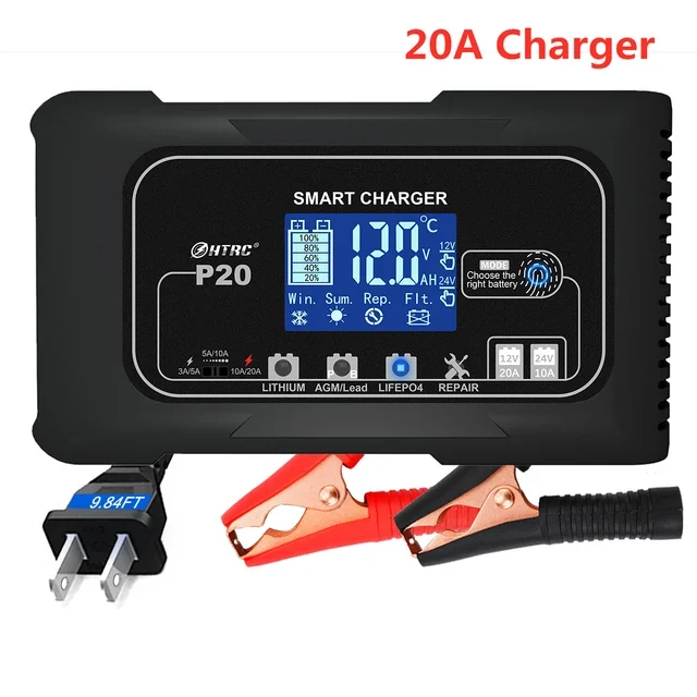 HTRC 12V/24V Car Battery Charger 35A/25A/20A Automatic Charger For Lithium LiFePO4 AGM GEL Lead-Acid Battery Charger for Car