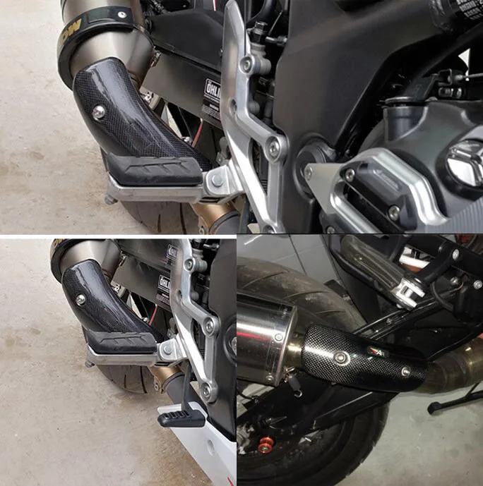 Motorcycle Exhaust Pipe Carbon Fiber Protector Heat Shield Cover Guard Anti-scalding Cover For CB650F MT07 TMAX530 CB400 XMAX300