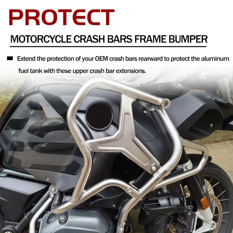 Stainless Steel Tank Guard Crash Bar Extensions Bumper Protector For BMW R1200GS Adventure R1200GSA R 1200 GS LC ADV 2014-2021