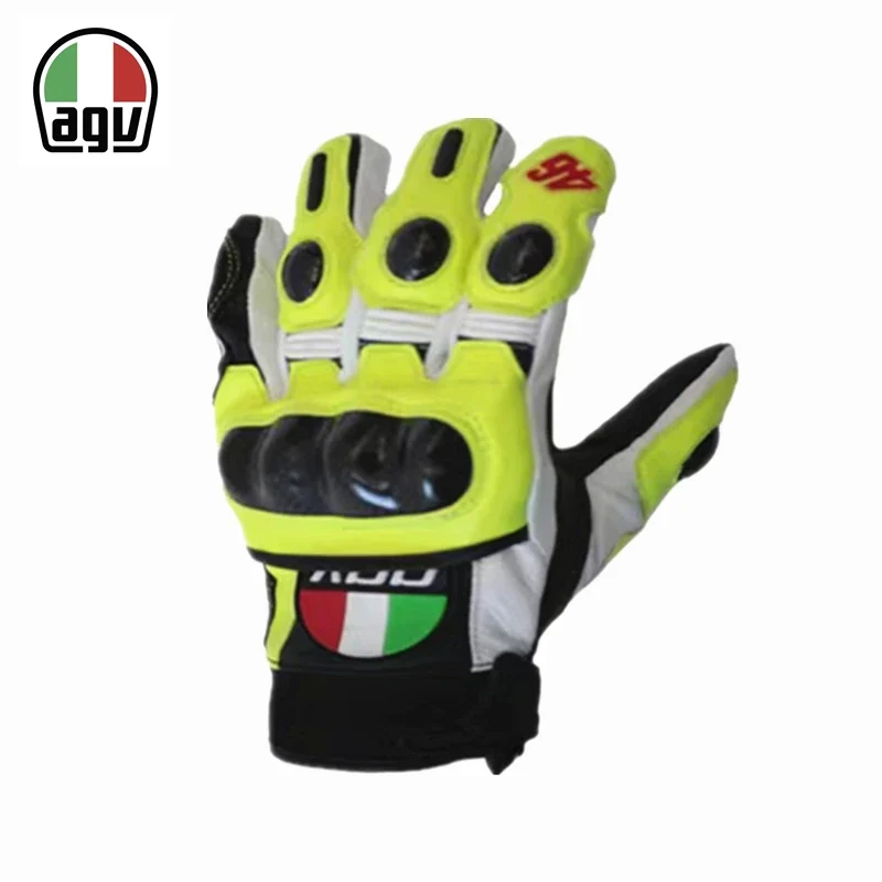 AGV Carbon Fiber Motorcycle Riding Gloves Heavy Locomotive Racing Leather Fall Resistant Gloves Comfortable Cycling Equipment