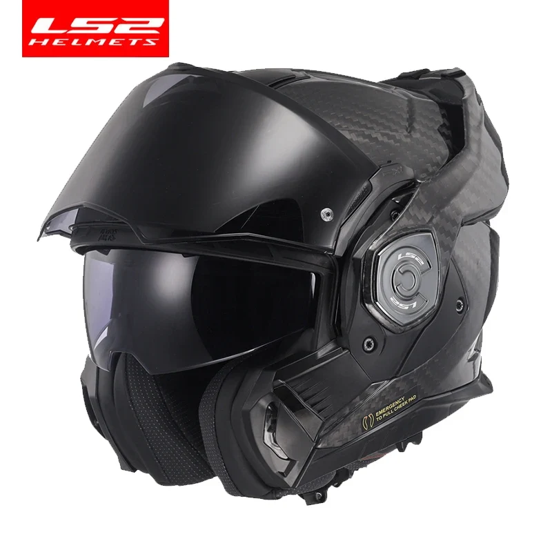 LS2 FF901 Advant X Carbon Fiber Valiant Flip up 180° Rotating Double Lens Sun Visor Capacete Casco Casque Motorcycle Helmet