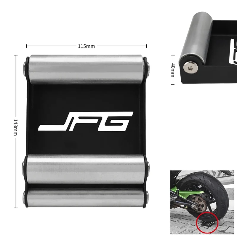 Motorcycle Tire Wheel Cleaning Bracket Stand Universal Chain Clean Roller Ramp Lift Aluminum with Chain Brush
