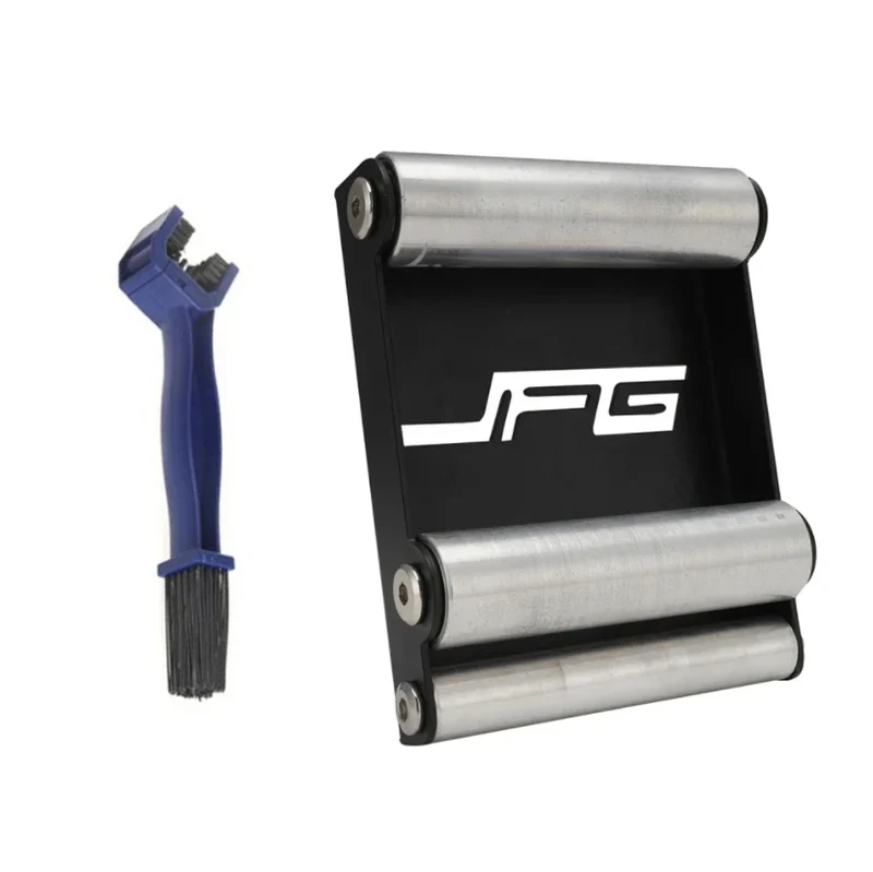 Motorcycle Tire Wheel Cleaning Bracket Stand Universal Chain Clean Roller Ramp Lift Aluminum with Chain Brush