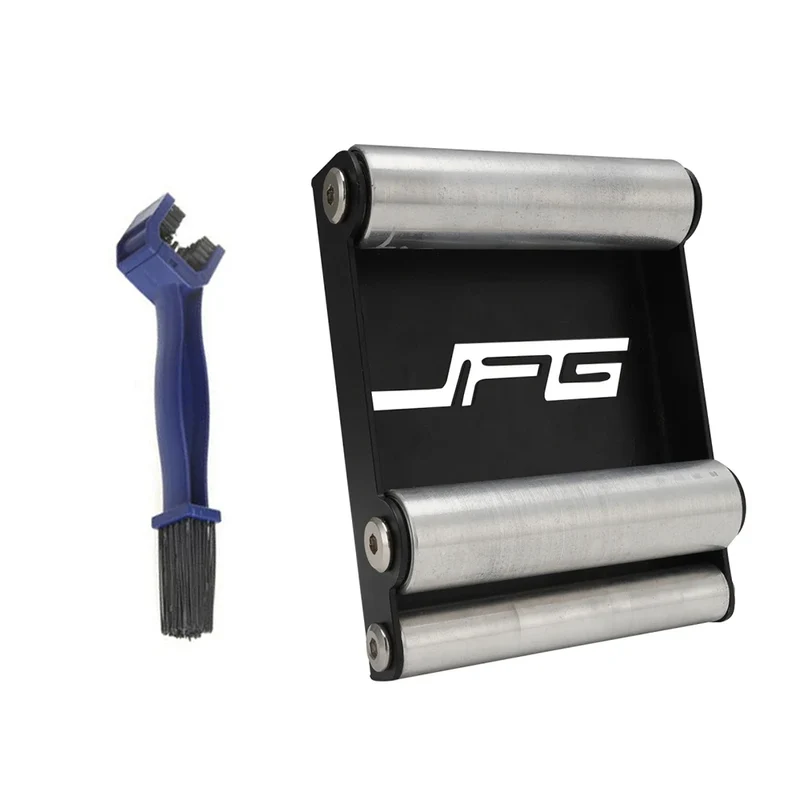Motorcycle Tire Wheel Cleaning Bracket Stand Universal Chain Clean Roller Ramp Lift Aluminum with Chain Brush