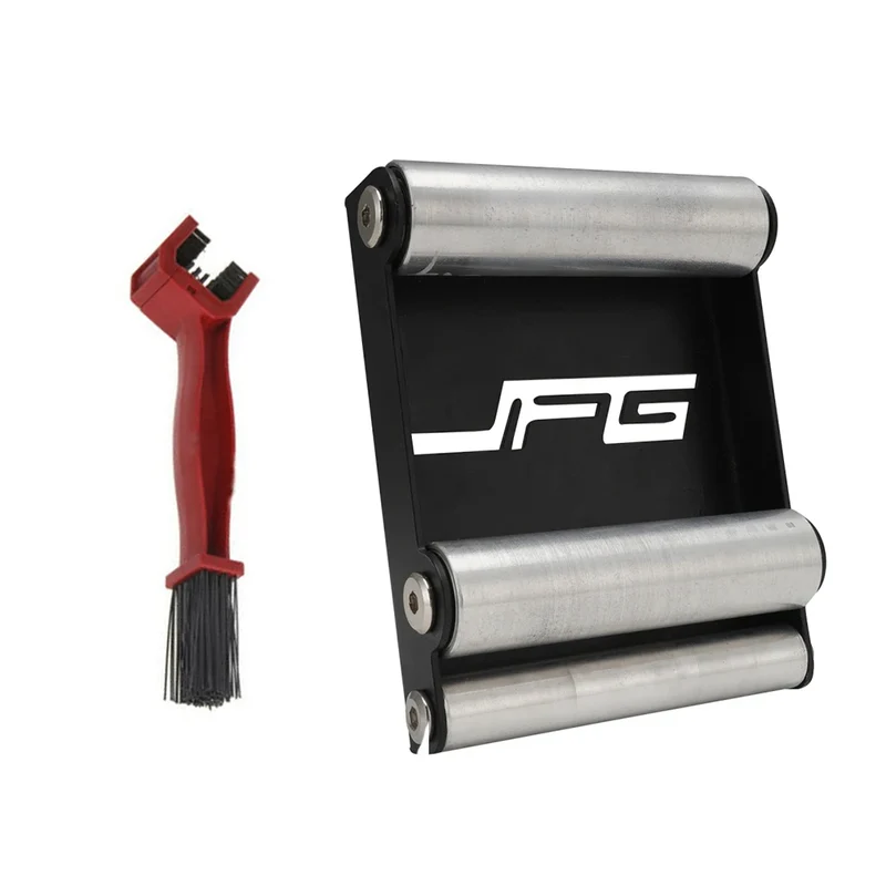 Motorcycle Tire Wheel Cleaning Bracket Stand Universal Chain Clean Roller Ramp Lift Aluminum with Chain Brush