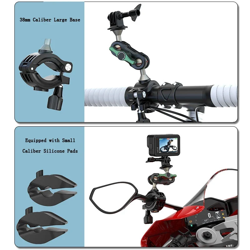 Motorcycle Bicycle Handlebar Mirror Mount Bracket For Gopro Hero 12 11 10 9 8 Bike Action Camera Holder For DJI OSMO Insta360