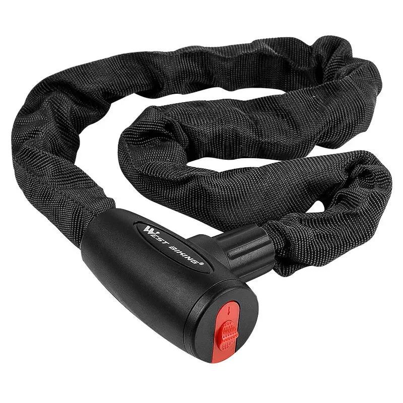 WEST BIKING Anti-theft Bicycle Lock MTB Road Bike Safety Chain Lock With 2 Keys Outdoor Cycling Bicycle Accessories Bike Locks