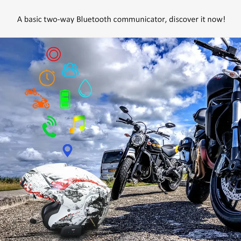 EJEAS V6 PRO Bluetooth Motorcycle Helmet Intercom Headset with 1200M BT Interphone Communicator for 6 Riders Waterproof