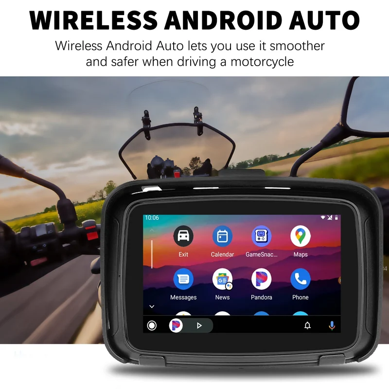 Binize 5 Inch IPS Touch Screen Portable Motorcycle Navigator Support Wireless CarPlay ＆ Android Auto Waterproof