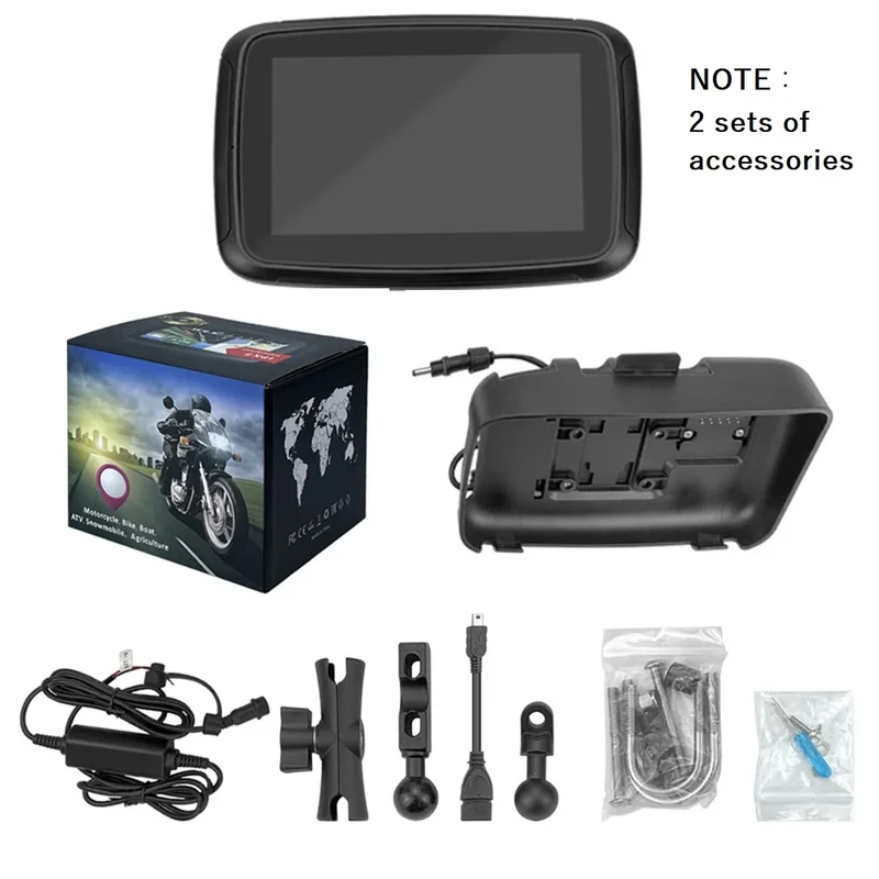 Binize 5 Inch IPS Touch Screen Portable Motorcycle Navigator Support Wireless CarPlay ＆ Android Auto Waterproof