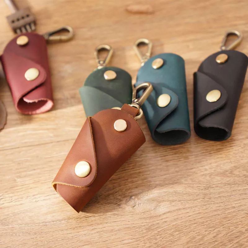 Fromtheon Genuine Leather Handmade Men's Mini Key Case Personality Creative Lady Door Key Storage Crazy Horse Leather Case