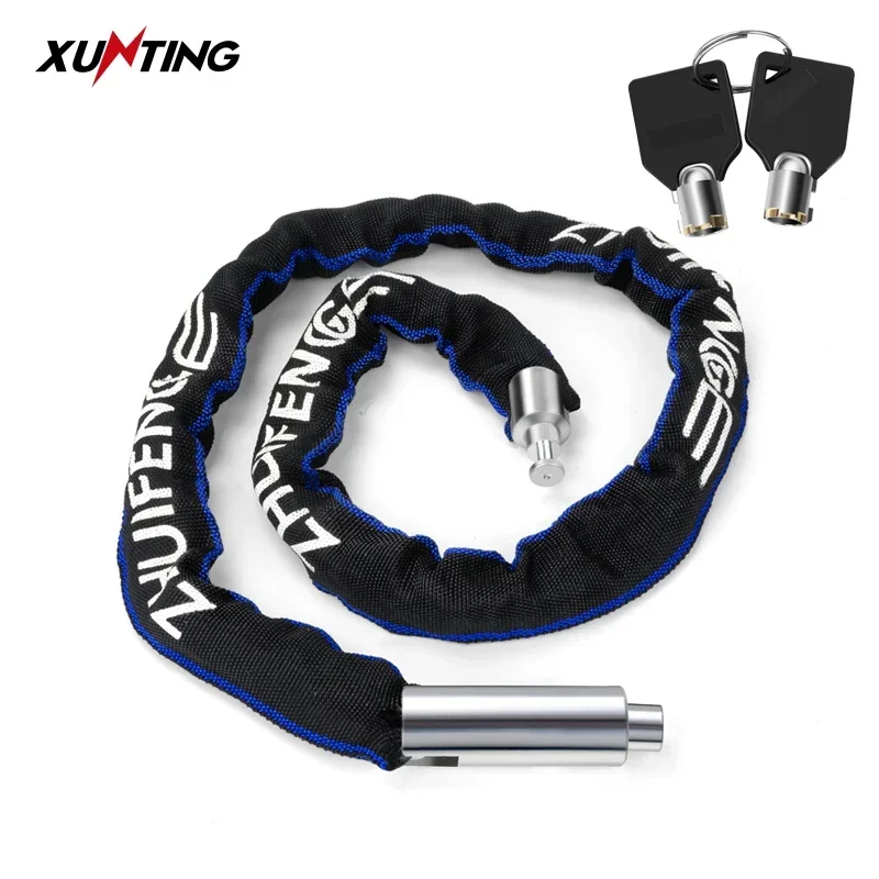 Xunting Bicycle Lock Heavy Duty Bike Chain Lock Anti-Theft Security 6MM Thick Chain for Motorcycle Door Scooter with 2 Keys