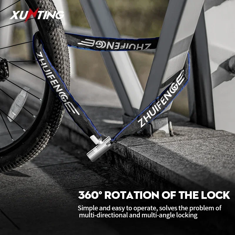 Xunting Bicycle Lock Heavy Duty Bike Chain Lock Anti-Theft Security 6MM Thick Chain for Motorcycle Door Scooter with 2 Keys