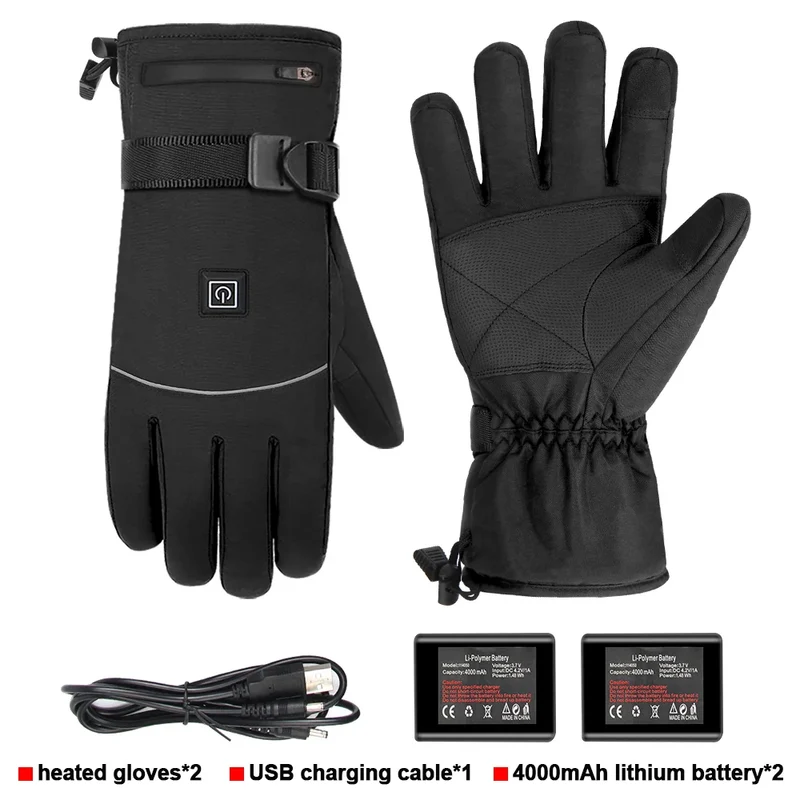 Winter Heated Gloves Snowmobile Skiing Warm Motorcycle Heated Gloves Waterproof Riding Heated Motorcyclist Gloves Touch Screen