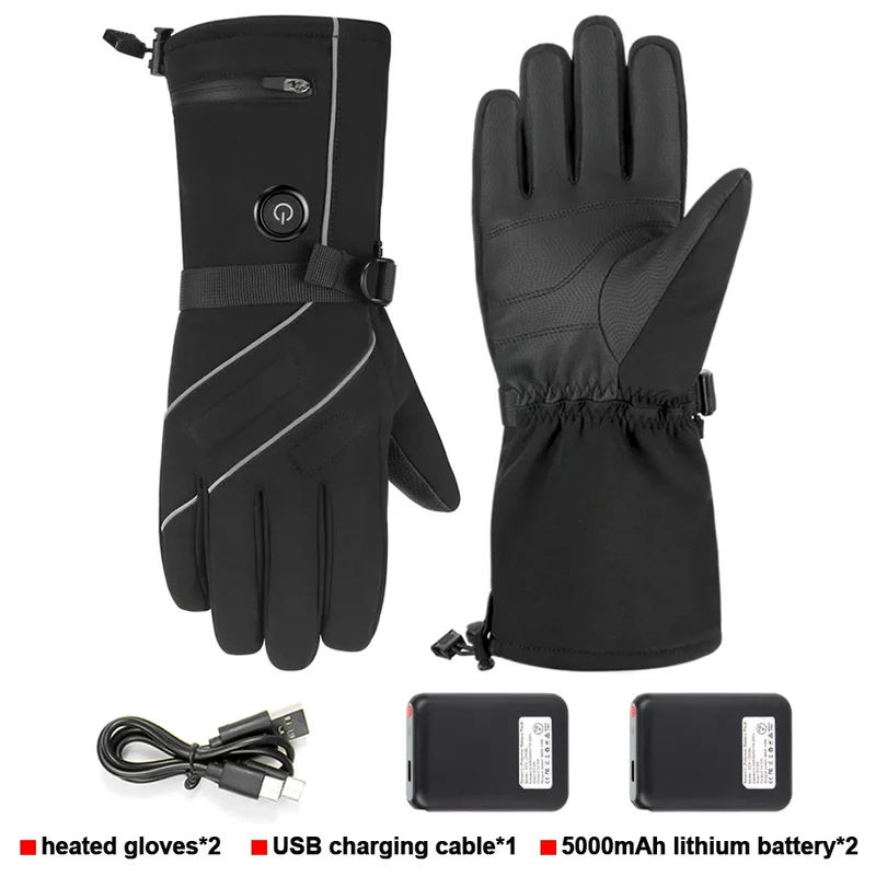 Winter Heated Gloves Snowmobile Skiing Warm Motorcycle Heated Gloves Waterproof Riding Heated Motorcyclist Gloves Touch Screen