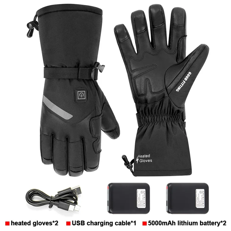 Winter Heated Gloves Snowmobile Skiing Warm Motorcycle Heated Gloves Waterproof Riding Heated Motorcyclist Gloves Touch Screen