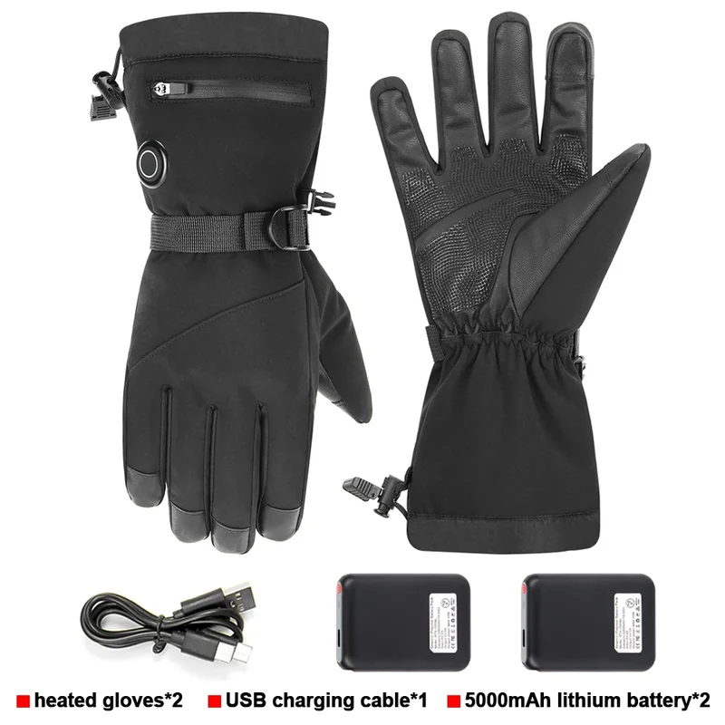 Winter Heated Gloves Snowmobile Skiing Warm Motorcycle Heated Gloves Waterproof Riding Heated Motorcyclist Gloves Touch Screen