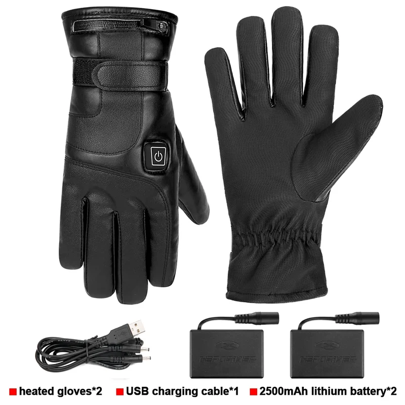 Winter Heated Gloves Snowmobile Skiing Warm Motorcycle Heated Gloves Waterproof Riding Heated Motorcyclist Gloves Touch Screen